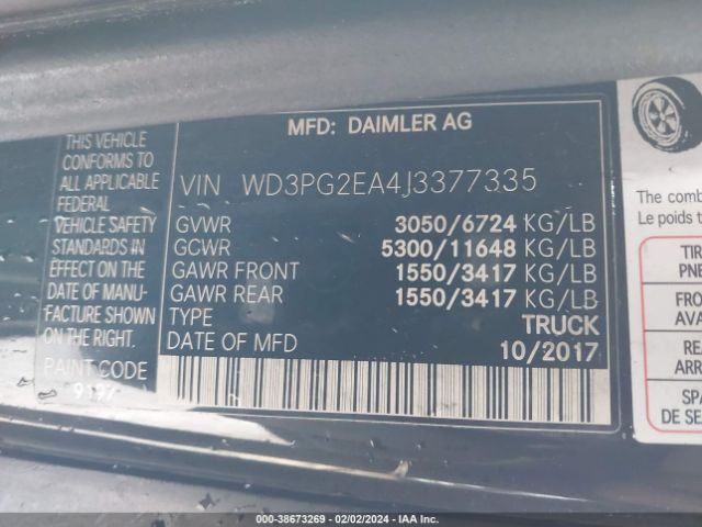 WD3PG2EA4J3377335 Mercedes-Benz Metris