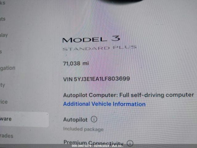 5YJ3E1EA1LF803699 Tesla MODEL 3