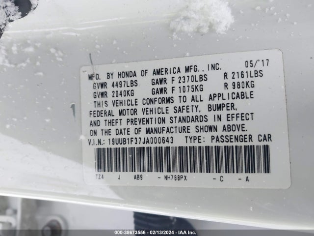 Acura TLX 2018 19UUB1F37JA000643 Image 9