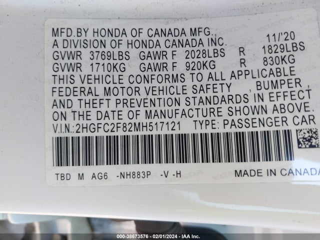 Honda Civic Sport 2021 2HGFC2F82MH517121 Image 9