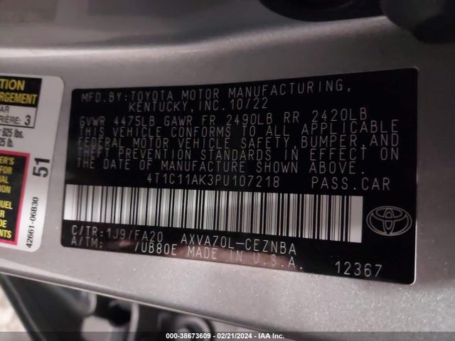 Toyota CAMRY LE 2023 4T1C11AK3PU107218 Image 9