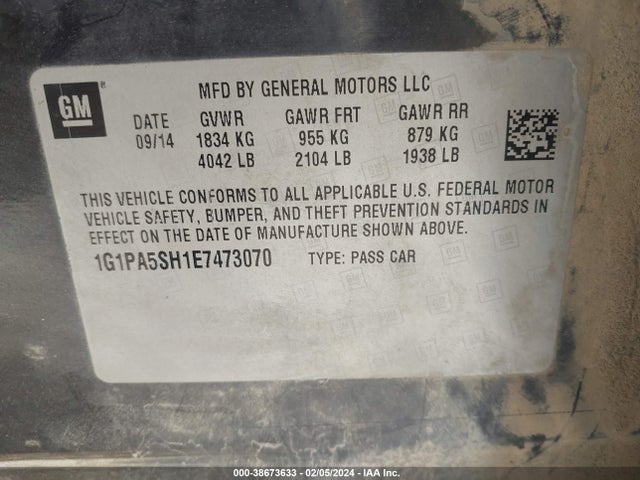 Chevrolet Cruze Ls Auto 2014 1G1PA5SH1E7473070 Image 9