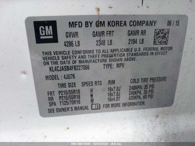 KL4CJASB4FB227066 Buick Encore