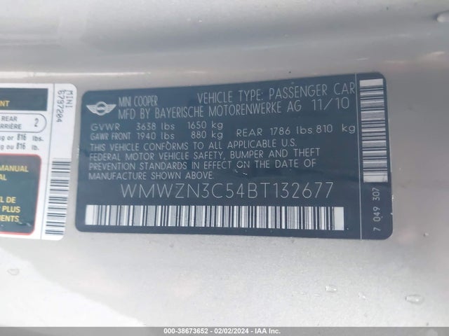 2011 MINI COOPER WMWZN3C54BT132677 Photo 8