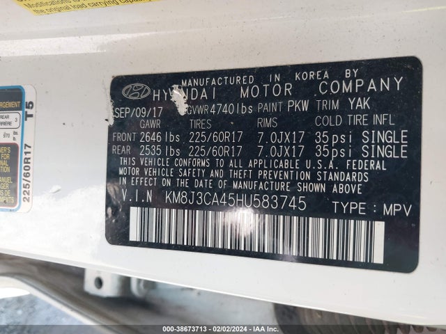 Hyundai TUCSON SE 2017 KM8J3CA45HU583745 Image 9