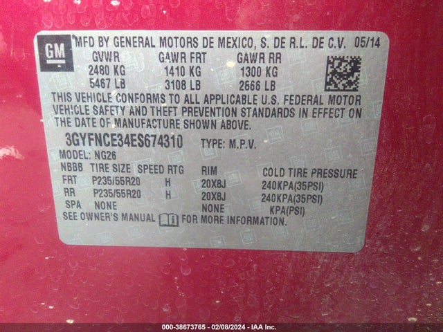 3GYFNCE34ES674310 Cadillac Srx Performance Collection