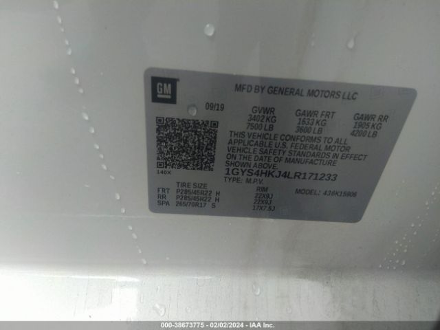 1GYS4HKJ4LR171233 Cadillac Escalade Esv Luxury