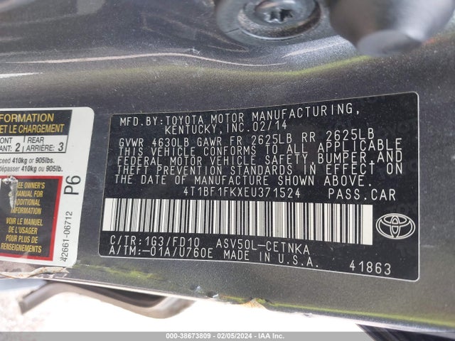 Toyota CAMRY LE 2014 4T1BF1FKXEU371524 Image 9