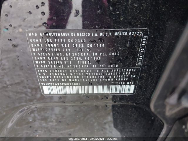 3VVCB7AX3PM075005 Volkswagen Tiguan 2.0t Se R-line Black