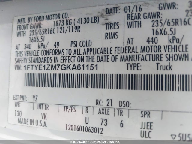 Ford 2016 2016 1FTYE1ZM7GKA61151 Image 25