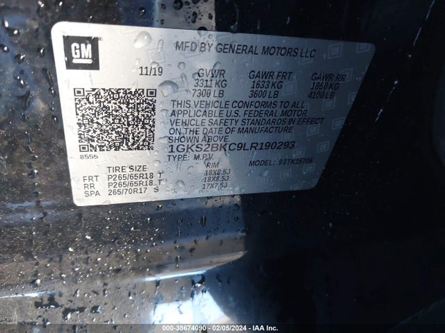 GMC Yukon 4wd Slt 2020 1GKS2BKC9LR190293 Image 9