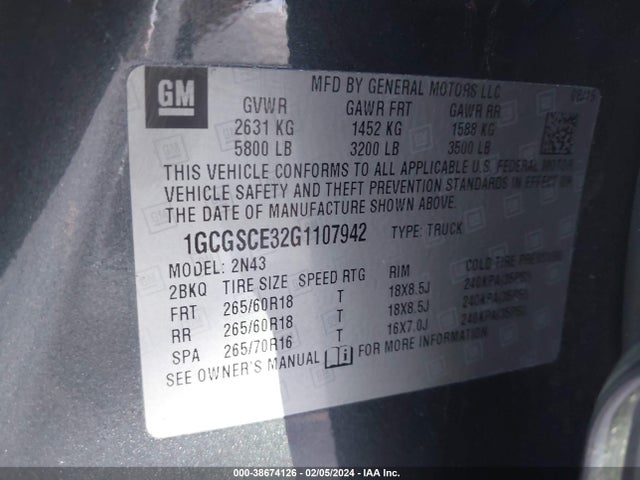 Chevrolet Colorado Lt 2016 1GCGSCE32G1107942 Image 9