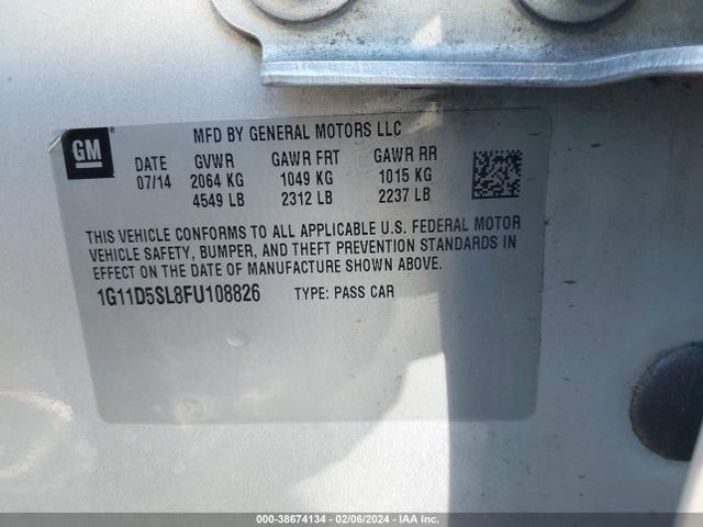 Chevrolet MALIBU 2LT 2015 1G11D5SL8FU108826 Image 9