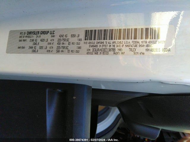 RAM Promaster 3500 High Roof 2014 3C6URVHD3EE130789 Image 9