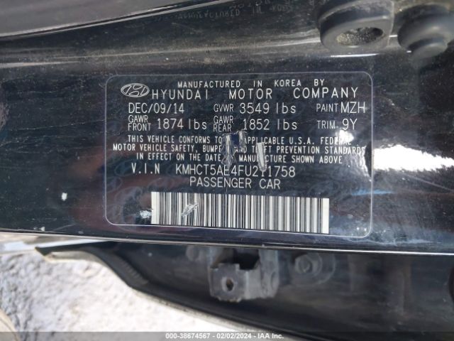 KMHCT5AE4FU211758 Hyundai ACCENT GS