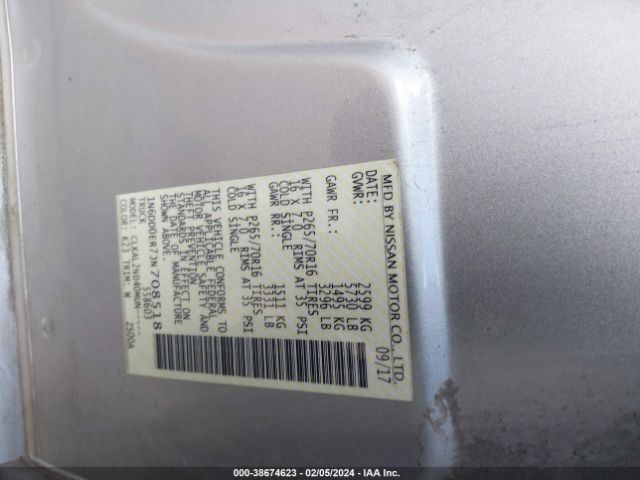 1N6DD0ER7JN708518 Nissan Frontier Sv