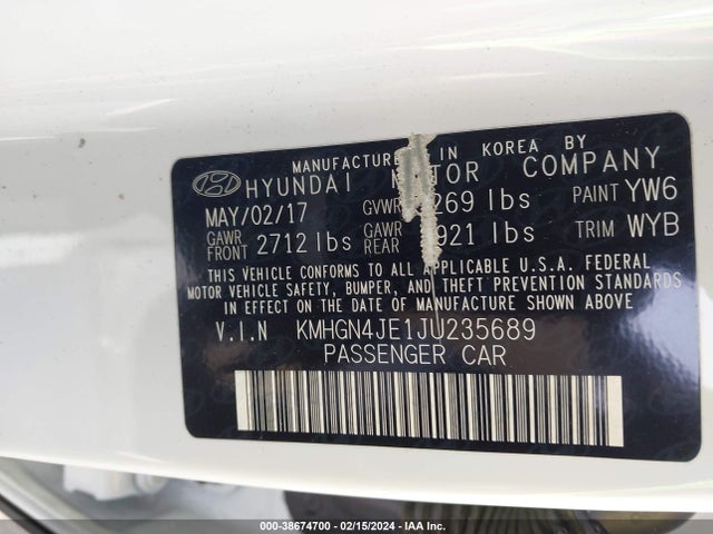 Genesis G80 3.8 2018 KMHGN4JE1JU235689 Image 9