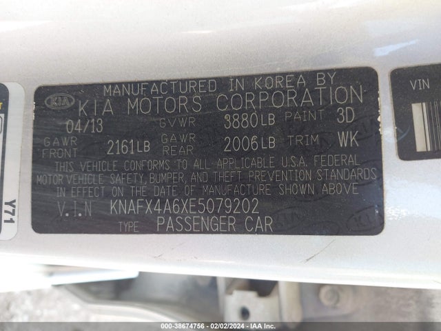KIA FORTE LX 2014 KNAFX4A6XE5079202 Image 9