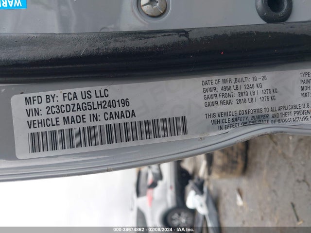 Dodge Challenger Sxt 2020 2C3CDZAG5LH240196 Image 9