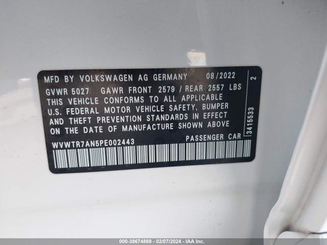 WVWTR7AN5PE002443 Volkswagen Arteon 2.0t Sel Premium R-line