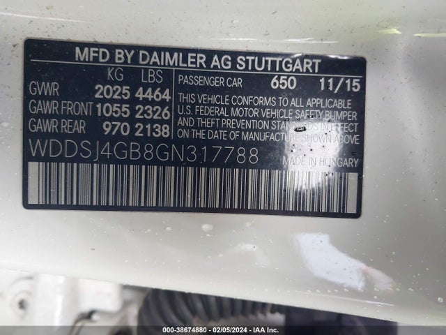 WDDSJ4GB8GN317788 Mercedes-Benz CLA 250 4MATIC