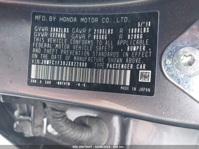 JHMFC1F39JX022000 Honda Civic Ex-t