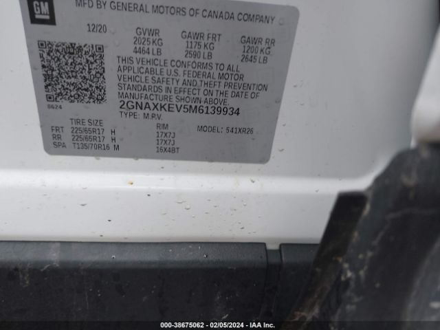 2GNAXKEV5M6139934 Chevrolet Equinox Fwd Lt
