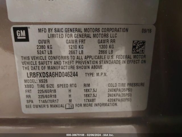 LRBFXDSA6HD046244 Buick Envision Essence