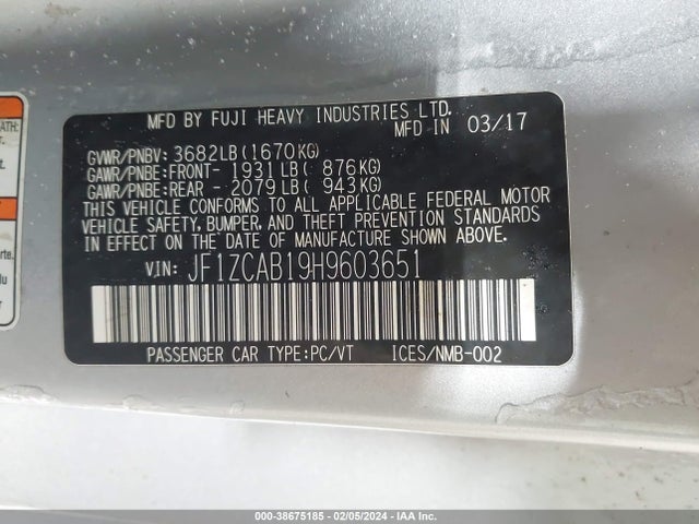 Subaru Brz Premium 2017 JF1ZCAB19H9603651 Image 9