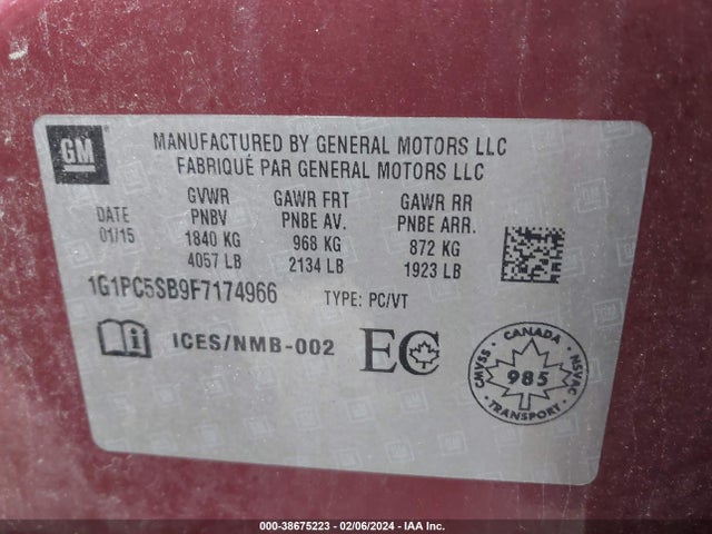 Chevrolet Cruze 1lt Auto 2015 1G1PC5SB9F7174966 Image 9