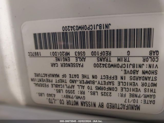 JN1BJ1CP0HW034200 Nissan Rogue Sport Sv