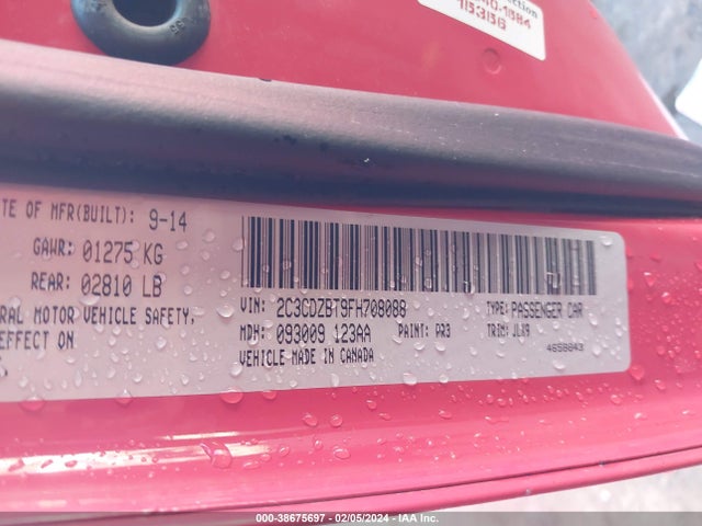 Dodge Challenger Sxt Plus Or R/t Plus 2015 2C3CDZBT9FH708088 Image 9