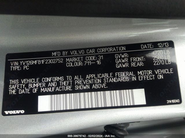 YV126MFB1F2302752 Volvo S60 T5 Premier