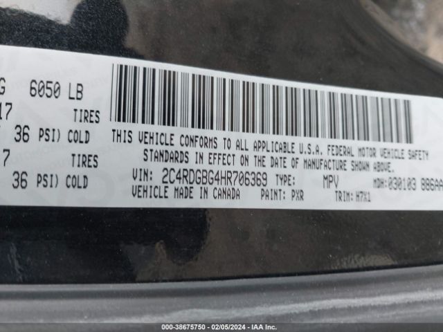 2C4RDGBG4HR706369 Dodge Grand Caravan Se