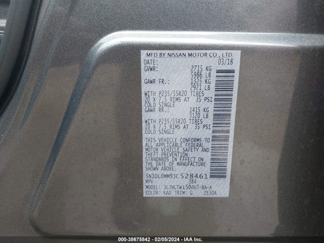 Infiniti QX60 2018 5N1DL0MM9JC528461 Image 9