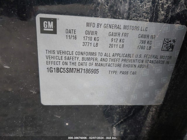 Chevrolet Cruze Ls Auto 2017 1G1BC5SM7H7186905 Image 9