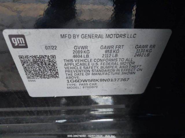 1G6DW5RK9N0137367 Cadillac CT5 LUXURY
