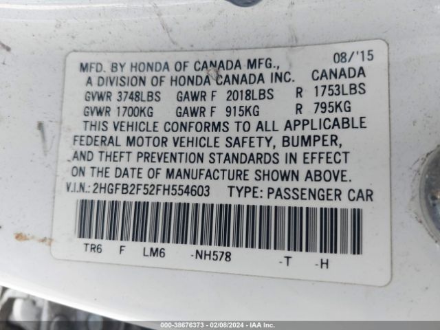 2HGFB2F52FH554603 Honda Civic Lx
