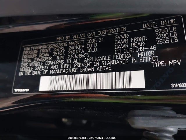 Volvo Xc60 T6 Drive-e 2016 YV449MRK3G2927606 Image 9