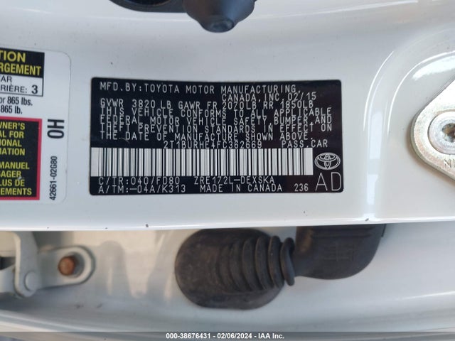 Toyota Corolla S Plus 2015 2T1BURHE4FC362669 Image 9