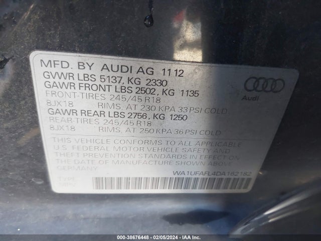 2013 AUDI ALLROAD 2.0T PREMIUM PLUS VIN: WA1UFAFL4DA162182