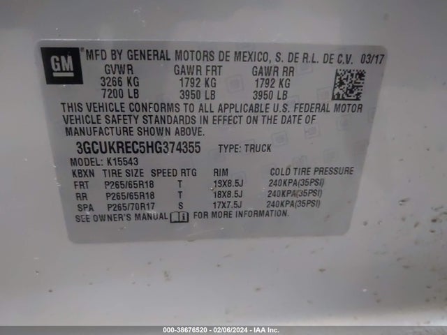 Chevrolet Silverado 1500 1lt 2017 3GCUKREC5HG374355 Image 9