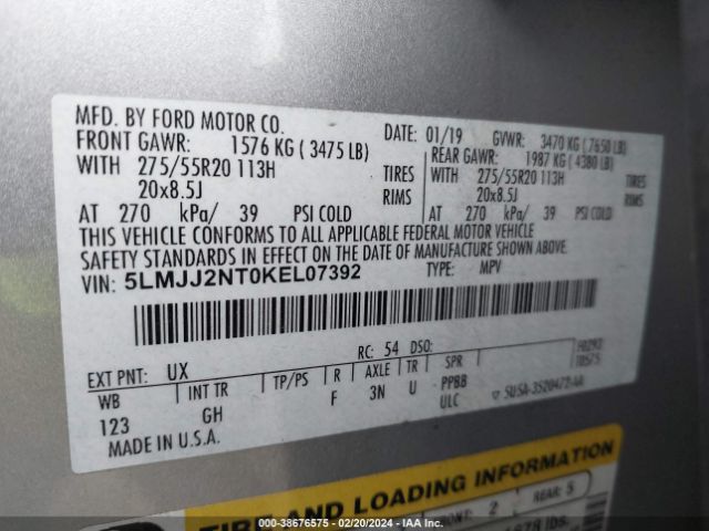 5LMJJ2NT0KEL07392 Lincoln Navigator Standard