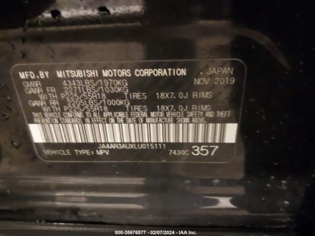 JA4AR3AUXLU015111 Mitsubishi Outlander Sport 2.0 Es Awc