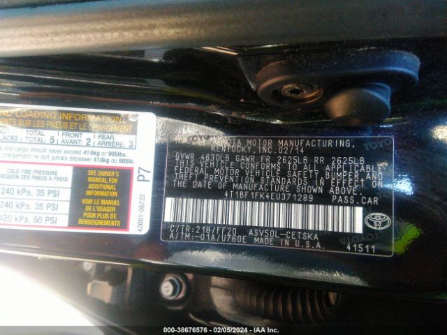 4T1BF1FK4EU371289 Toyota CAMRY SE
