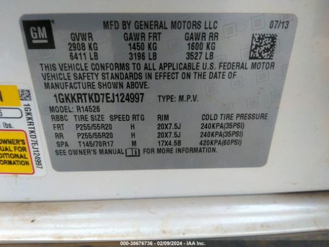 1GKKRTKD7EJ124997 GMC Acadia Denali