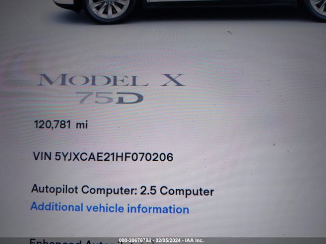 5YJXCAE21HF070206 Tesla Model X 100d/75d/90d