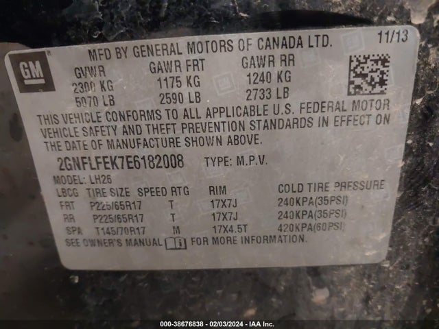 Chevrolet EQUINOX 1LT 2014 2GNFLFEK7E6182008 Image 9