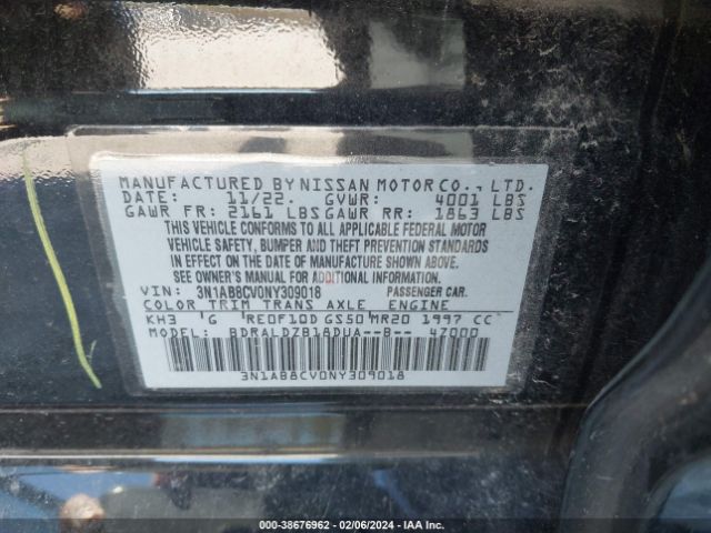 3N1AB8CV0NY309018 Nissan Sentra Sv Xtronic Cvt