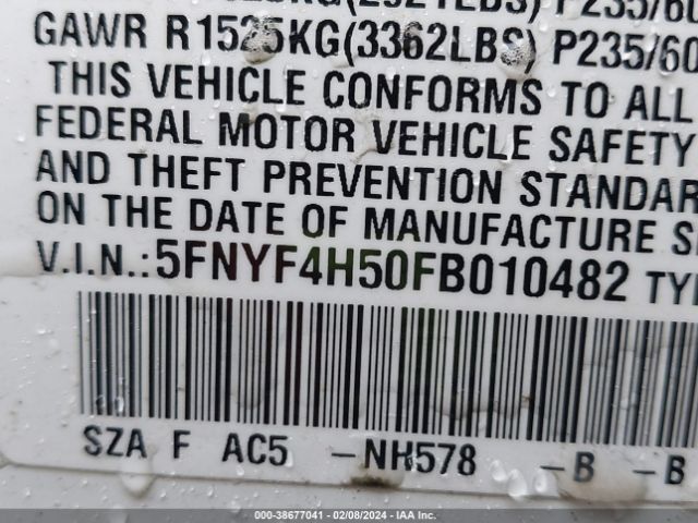 5FNYF4H50FB010482 Honda Pilot Ex-l
